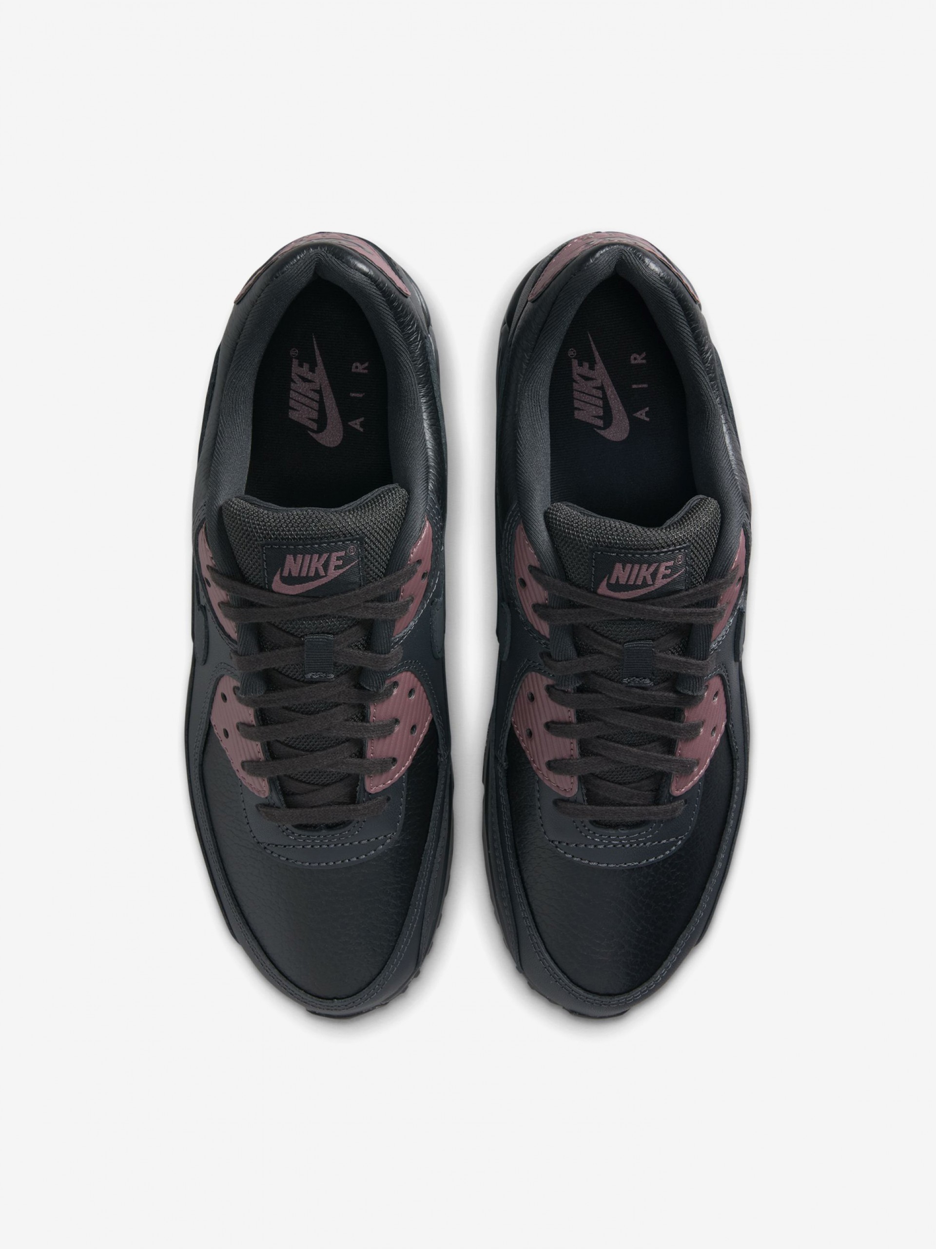 Nike Air Max 90 Premium Black and Burgundy Sneakers For Men