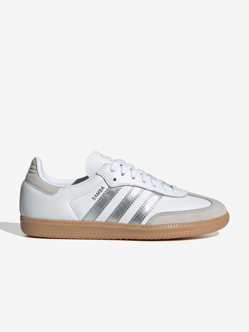 Sapatilhas Adidas Samba OG W Brancas, Prateadas e Bege Sapatilhas Adidas Samba OG W Brancas, Prateadas e Bege