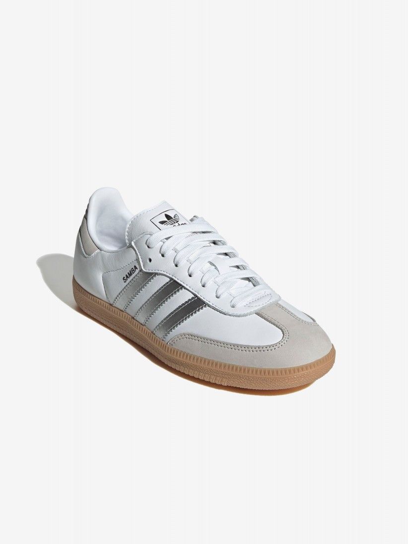 Sapatilhas Adidas Samba OG W Brancas, Prateadas e Bege Sapatilhas Adidas Samba OG W Brancas, Prateadas e Bege