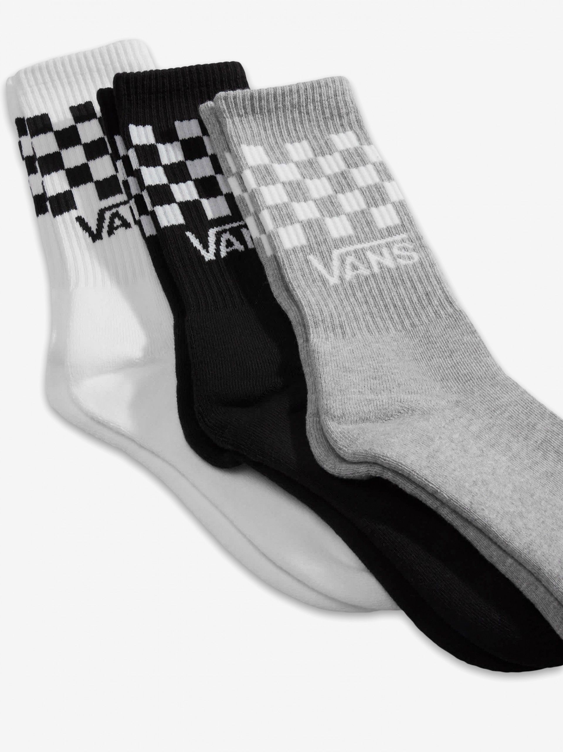 Vans Classic Check Crew White, Black and Grey Socks (3 Pairs)