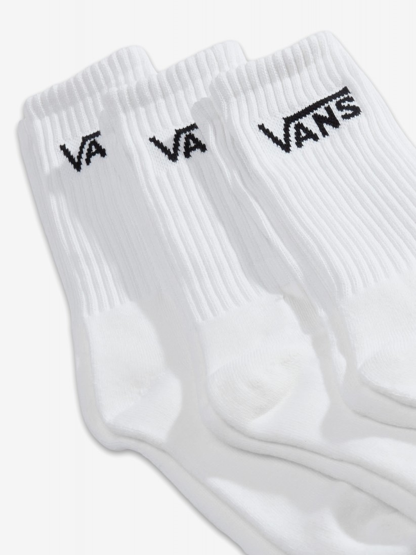 Meias Vans Classic Crew Brancas (3 Pares)
