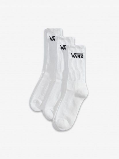 Meias Vans Classic Crew Brancas (3 Pares)