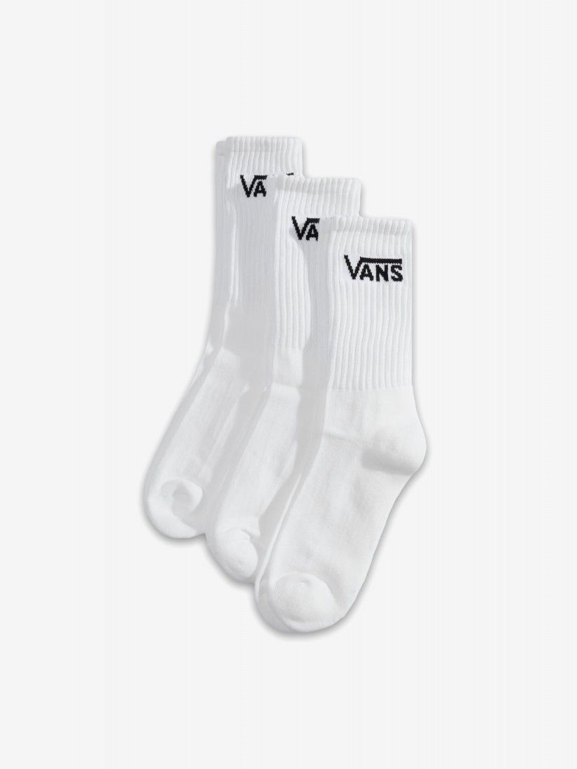 Meias Vans Classic Crew Brancas (3 Pares)