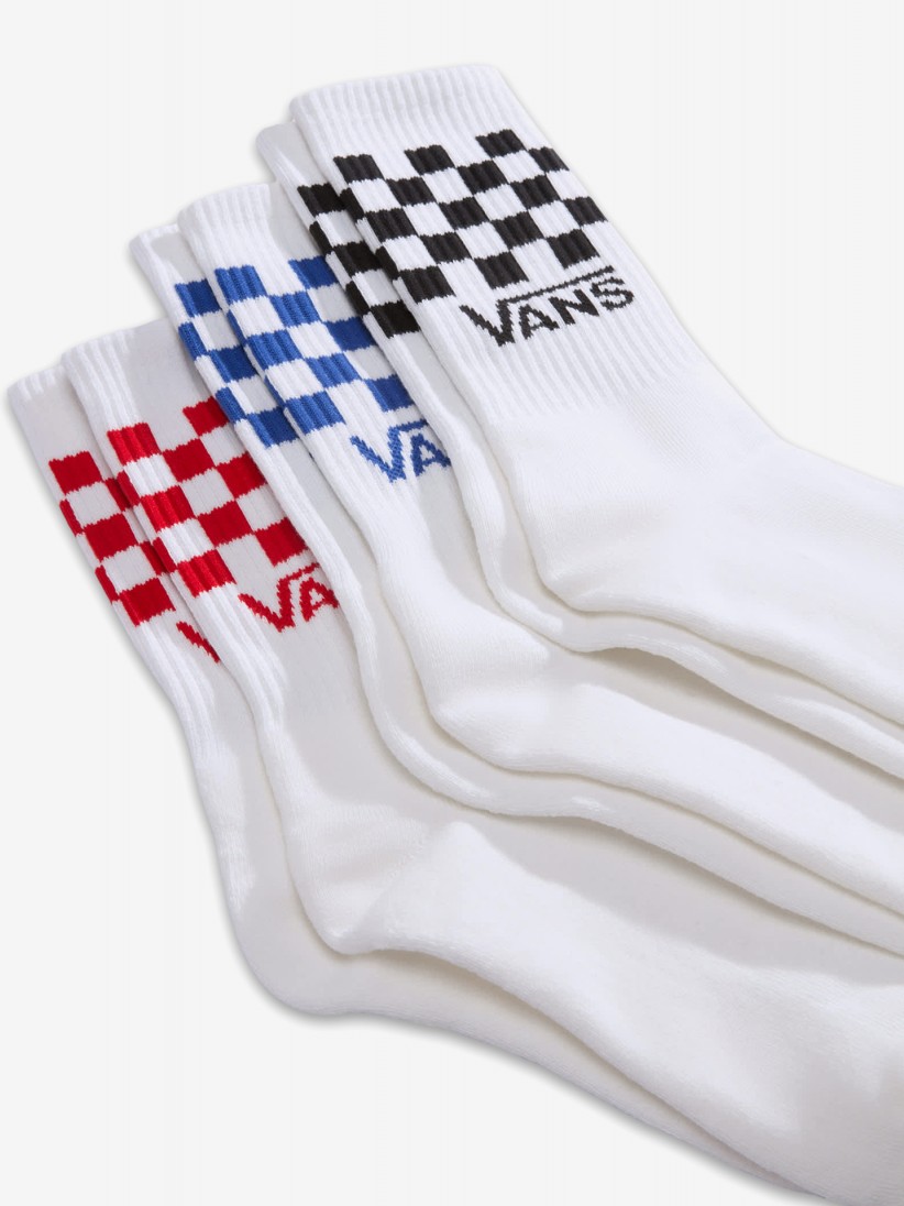 Meias Vans Classic Check Crew Brancas (3 Pares)