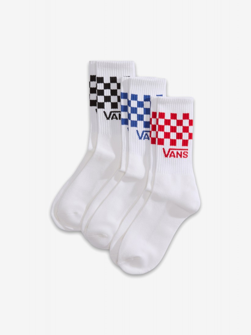 Meias Vans Classic Check Crew Brancas (3 Pares)
