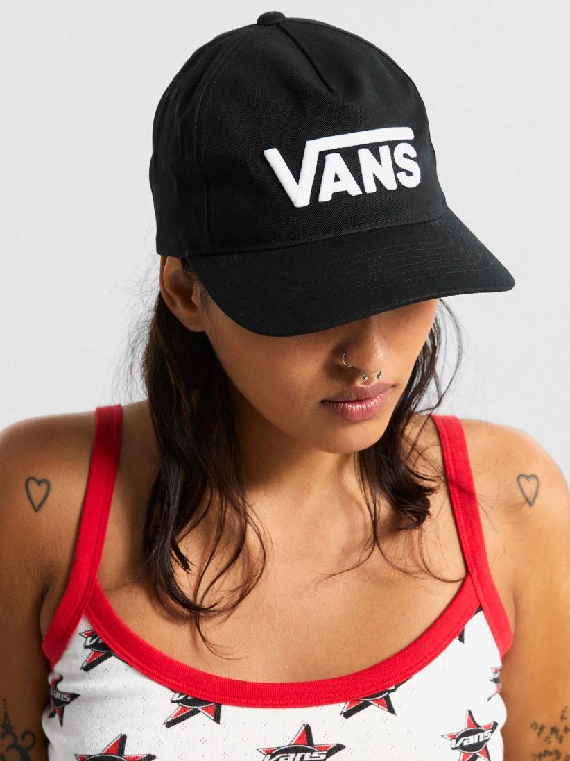 Bon� Vans Drop V Logo Snapback Preto