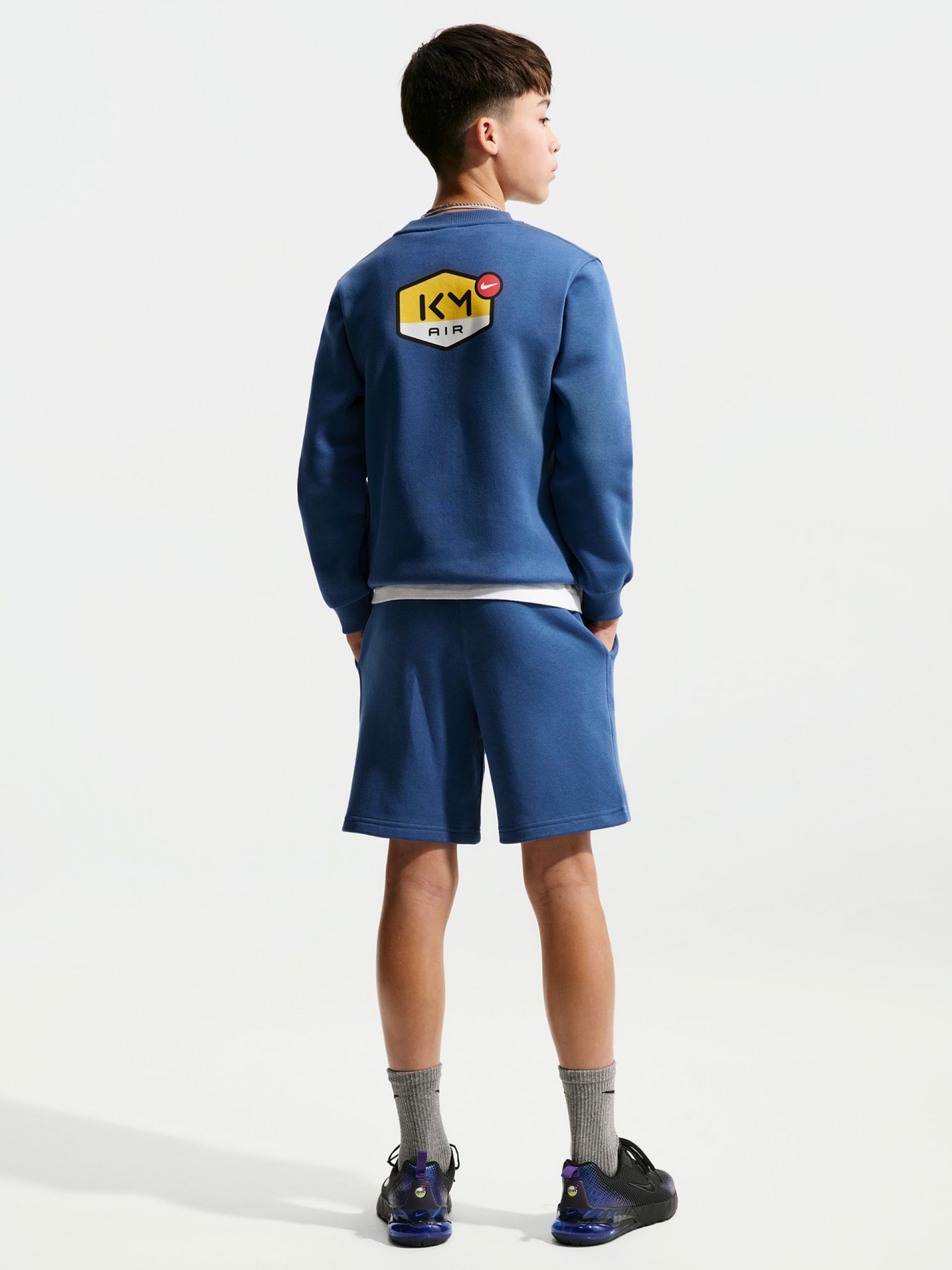 Nike Kylian Mbappé Club Fleece Junior Blue Football Shorts