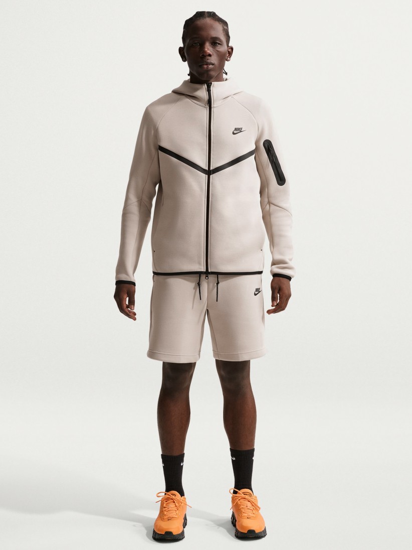 Nike Tech Fleece Windrunner Beige and Black Hooded Jacket For Men