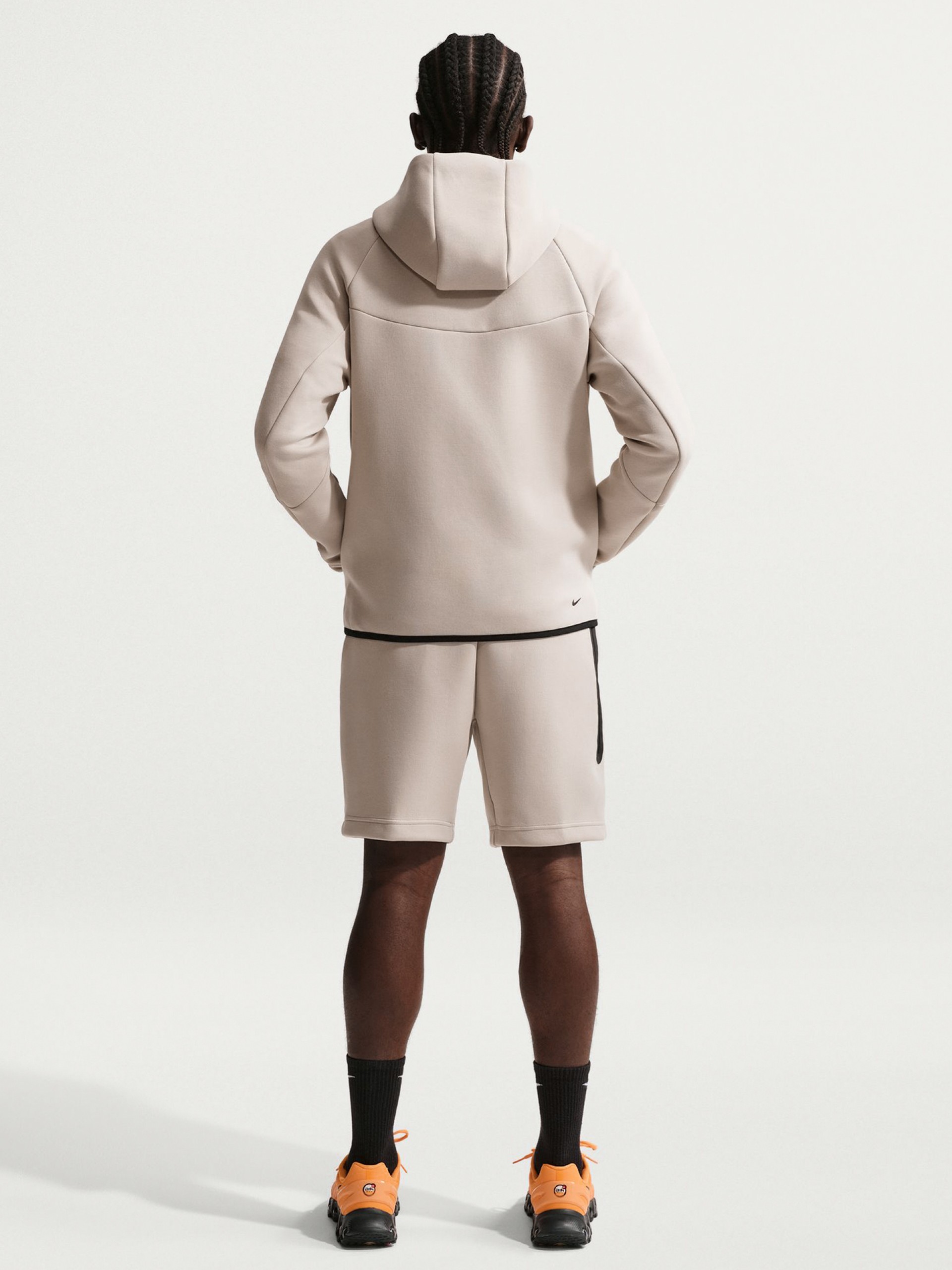 Nike Tech Fleece Windrunner Beige and Black Hooded Jacket For Men