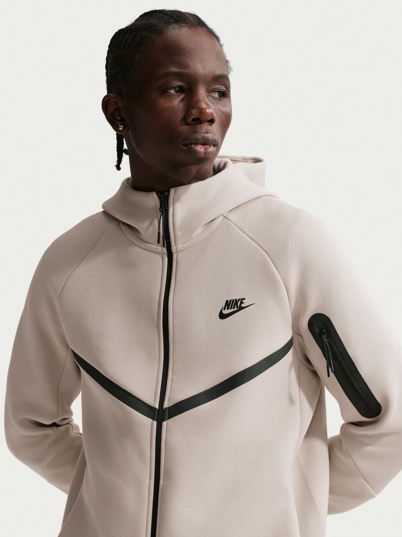 Nike Tech Fleece Windrunner Beige and Black Hooded Jacket For Men