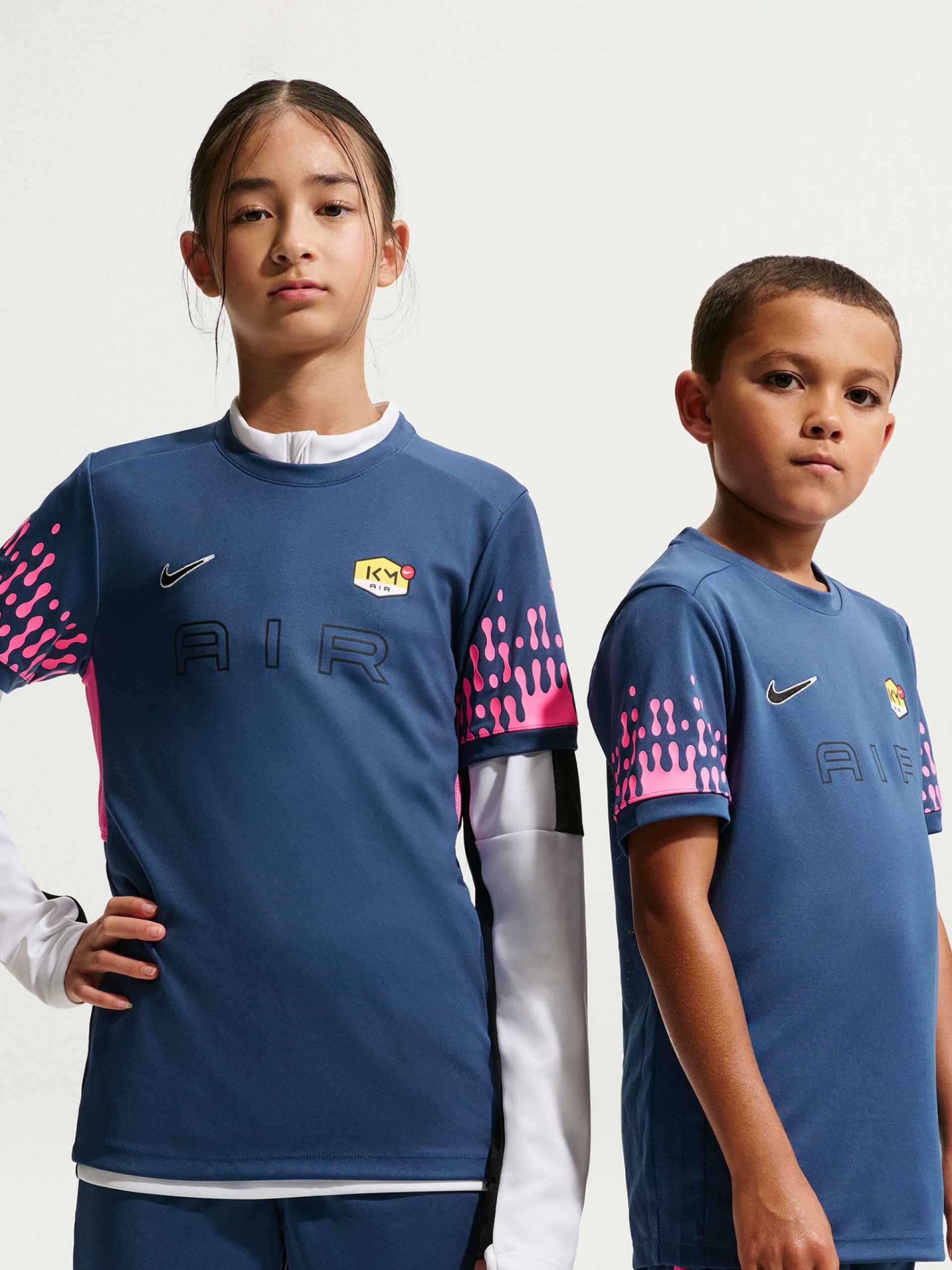 T-shirt de Futebol Nike Dri-FIT Kylian Mbappé Júnior Azul
