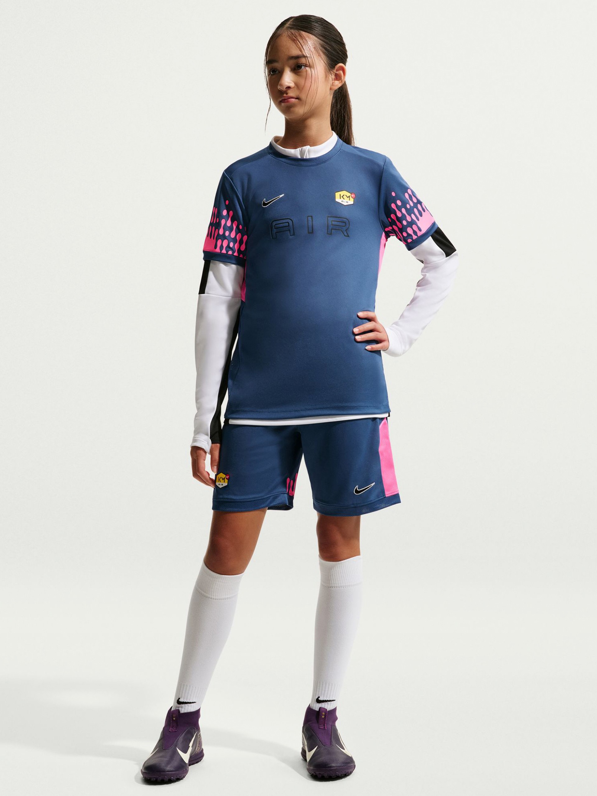 Camiseta de Fútbol Nike Dri-FIT Kylian Mbappé Júnior Azul