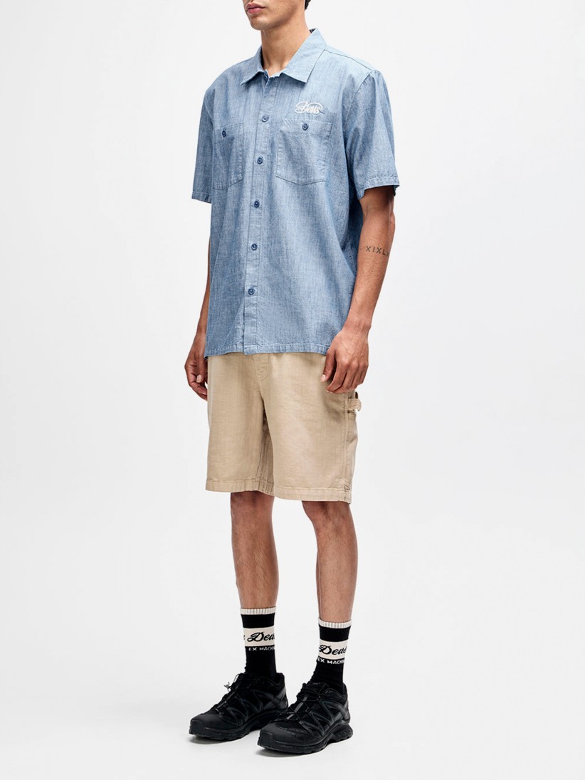 Camisa Deus Ex Machina Forecourt Chambray Azul