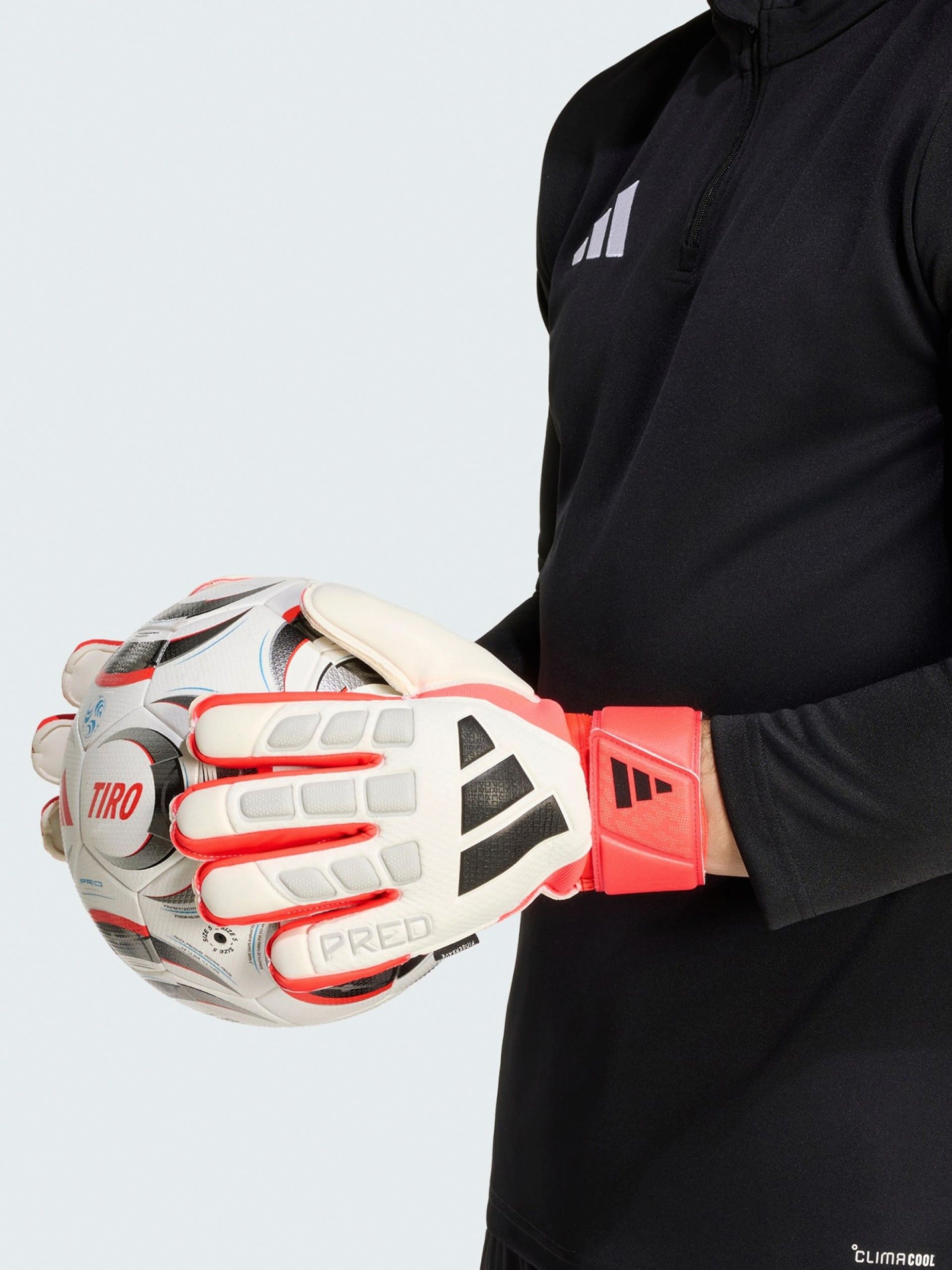 Guantes de Portero Adidas Predator Match Fingersave Blancos y Rojos