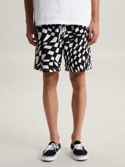 Cal��es de Banho Vans Primary II Elastic Printed Pretos e Brancos