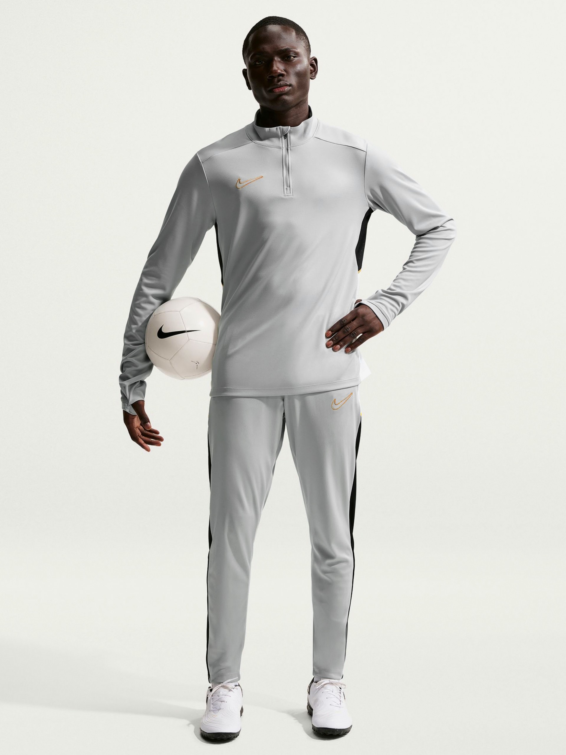Nike Academy Dri-FIT Grey, Black and Golden Football Trousers For Men