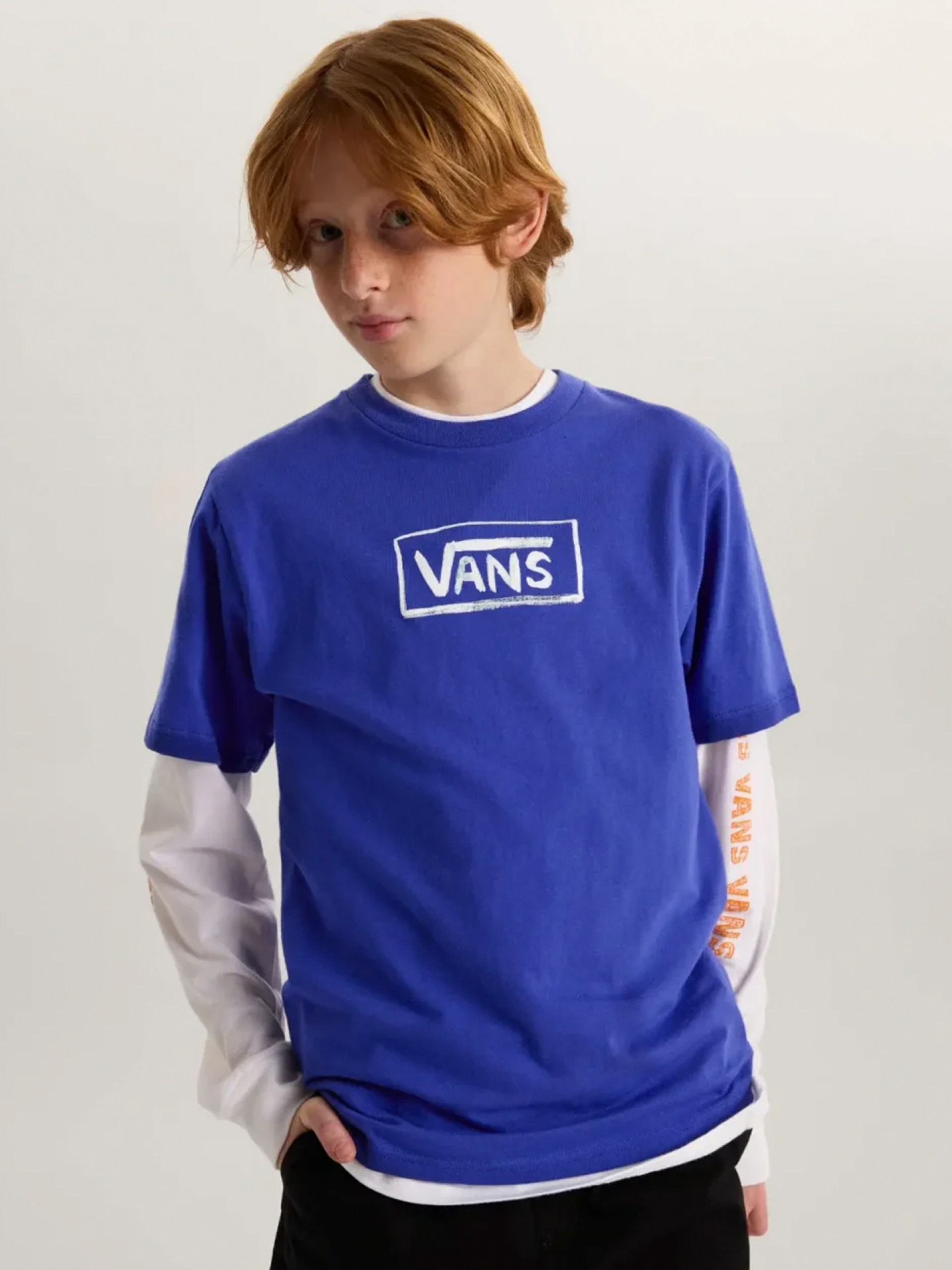 Camiseta Vans On Canvas Kids Azul