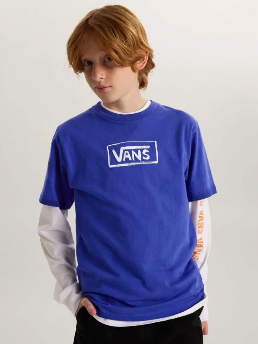 T-shirt Vans On Canvas Kids Azul