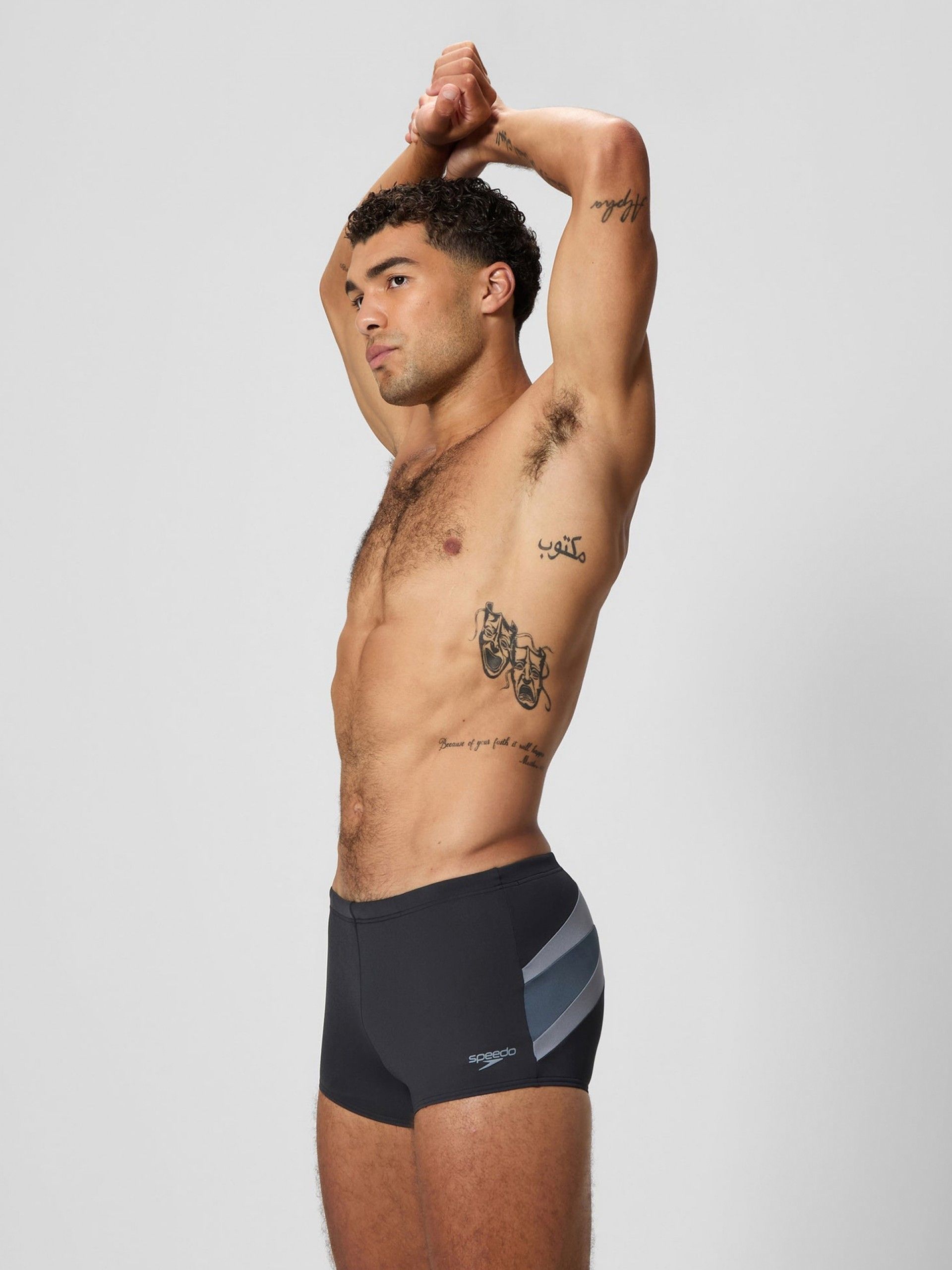 Calções de Natação Speedo Hyperboom Square Leg Pretos e Cinzentos