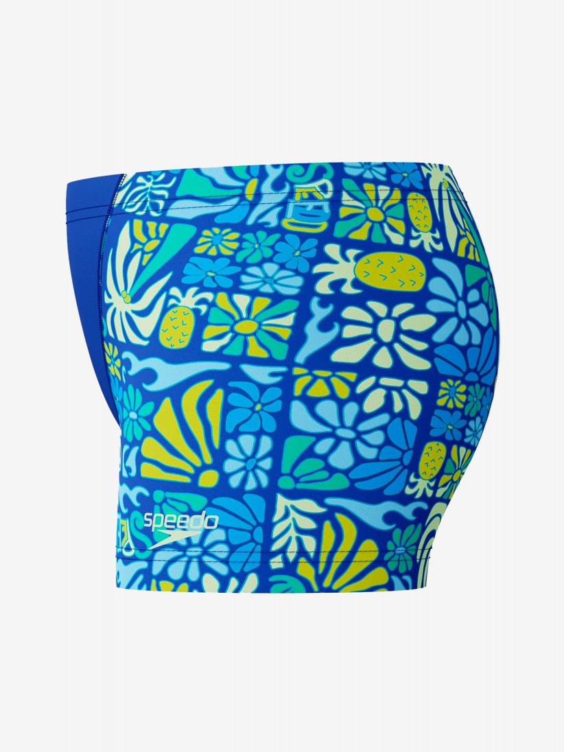 Cal��es de Nata��o Speedo Print V-Cut Kids Azuis e Verdes