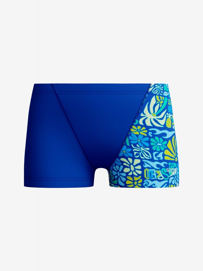 Cal��es de Nata��o Speedo Print V-Cut Kids Azuis e Verdes