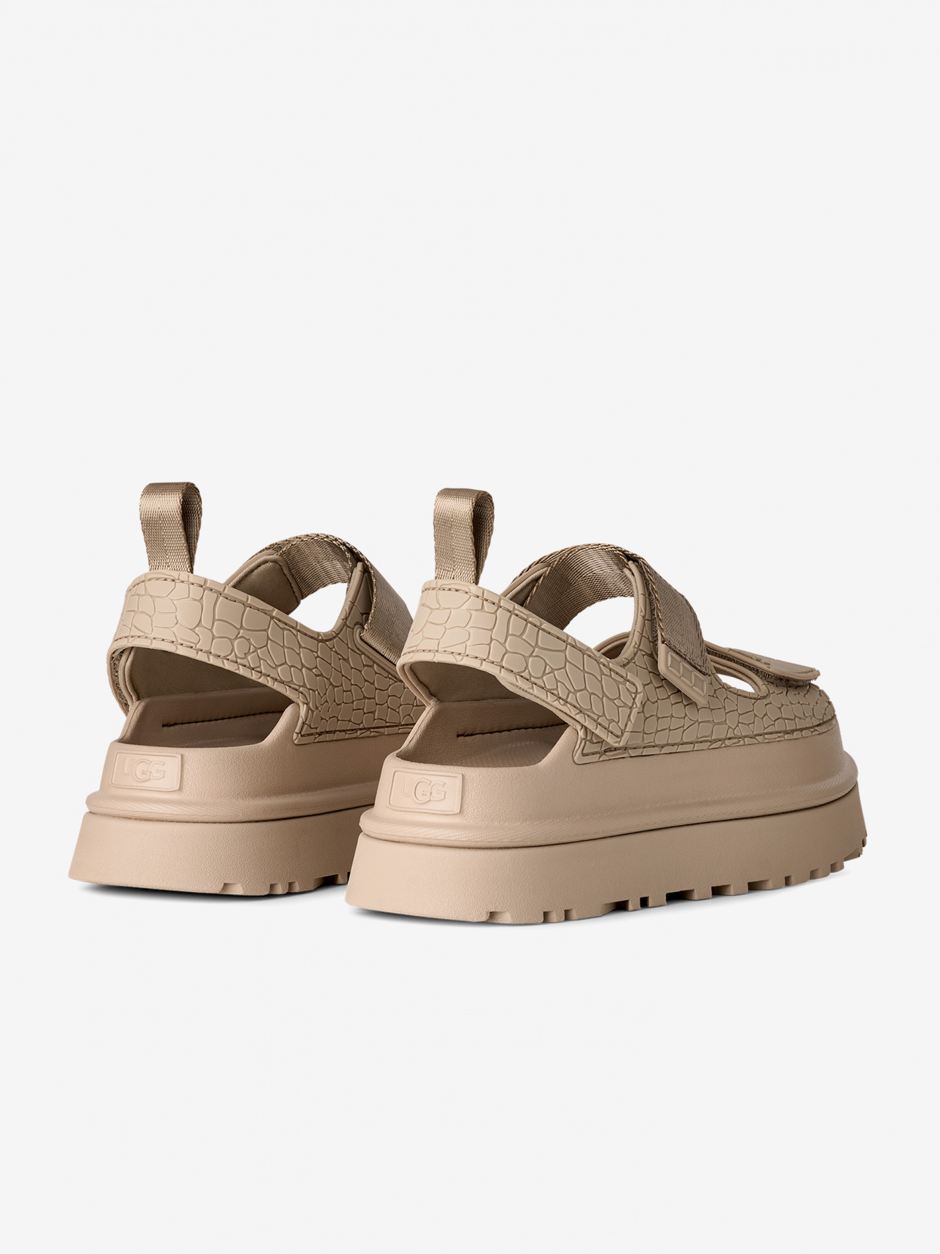 Ugg Golden Glow Embossed Beige Sandals For Women