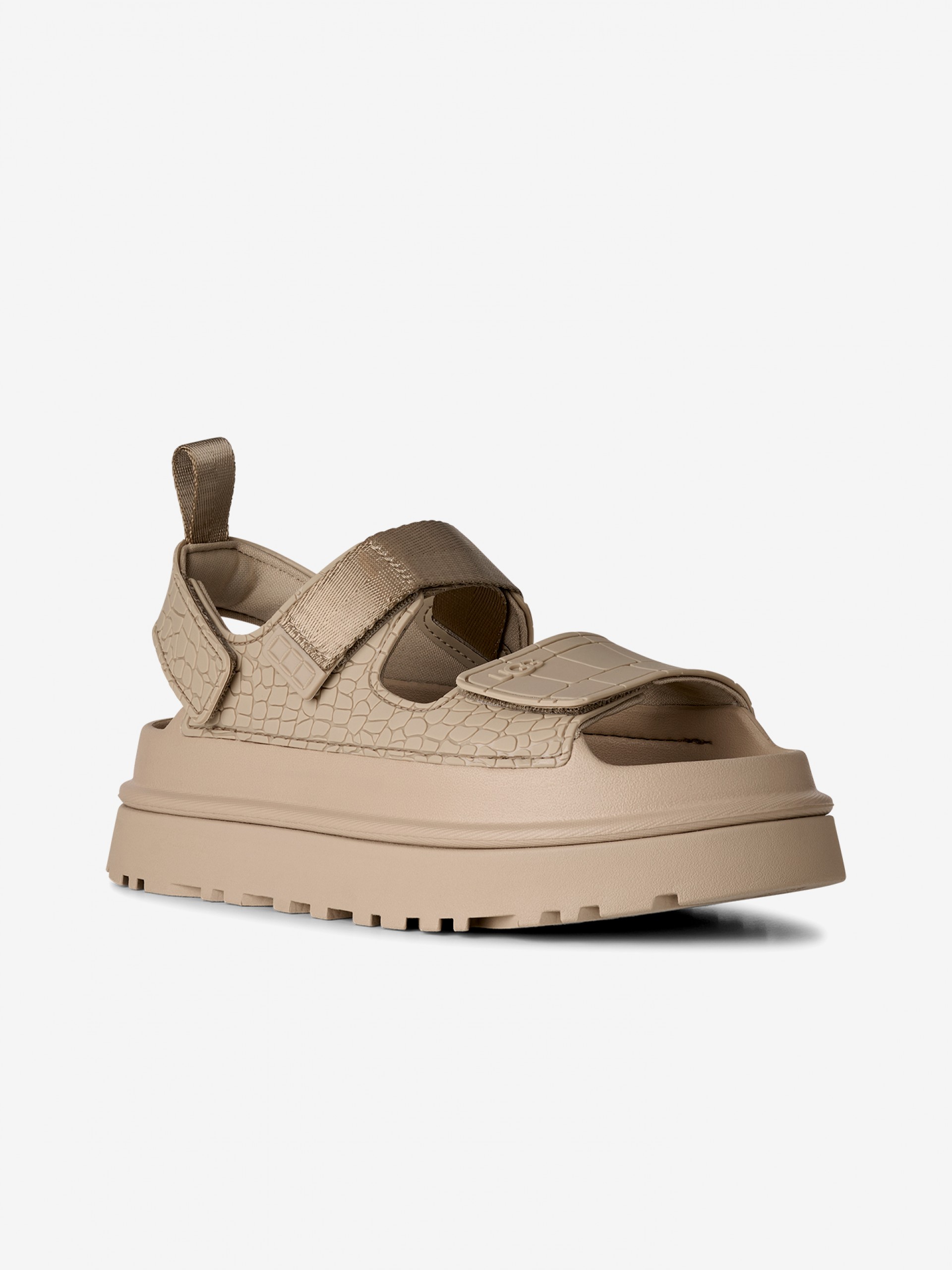 Ugg Golden Glow Embossed Beige Sandals For Women