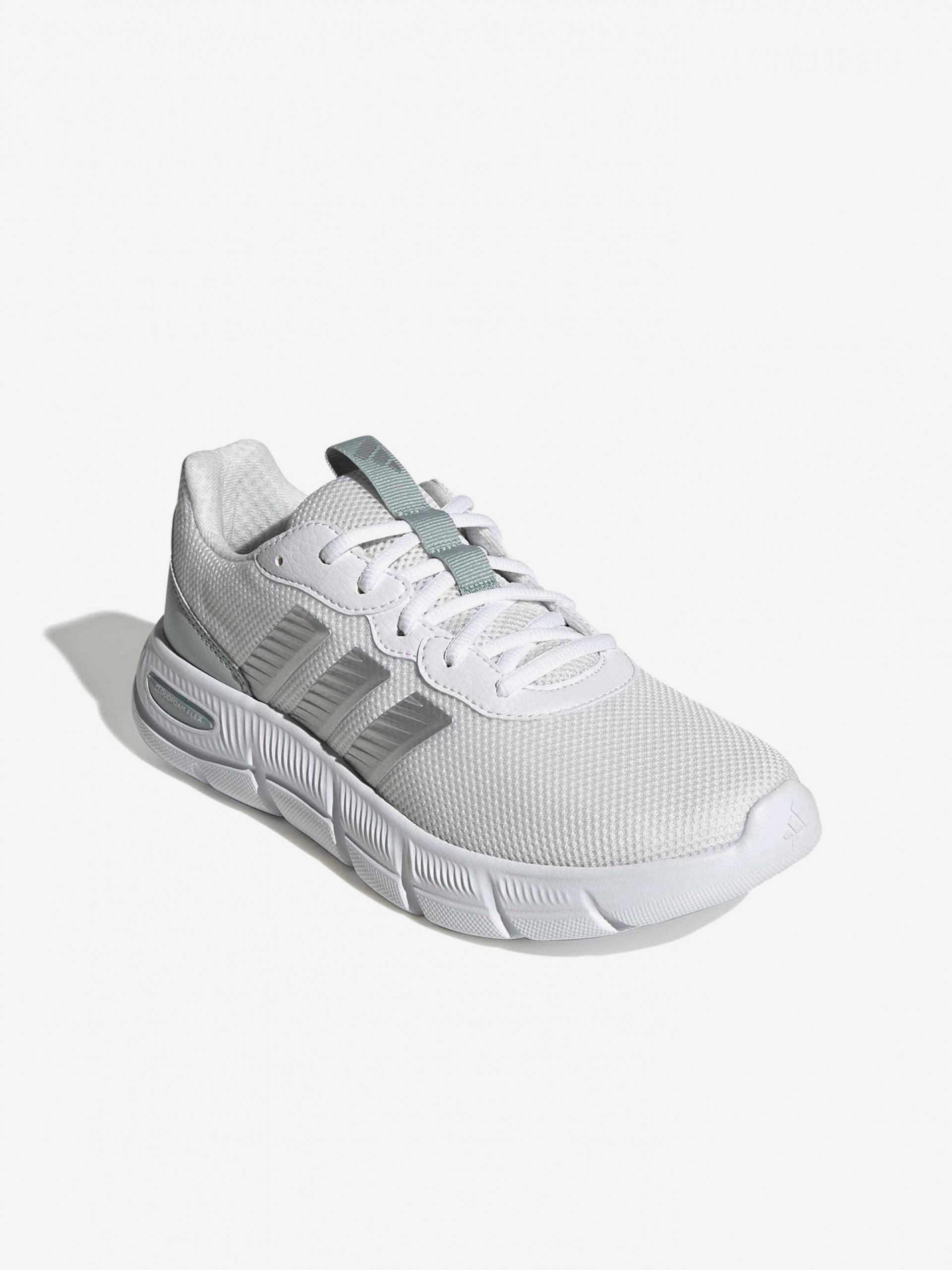 Adidas Cloudfoam Flex Laces W White and Green Walking Trainers