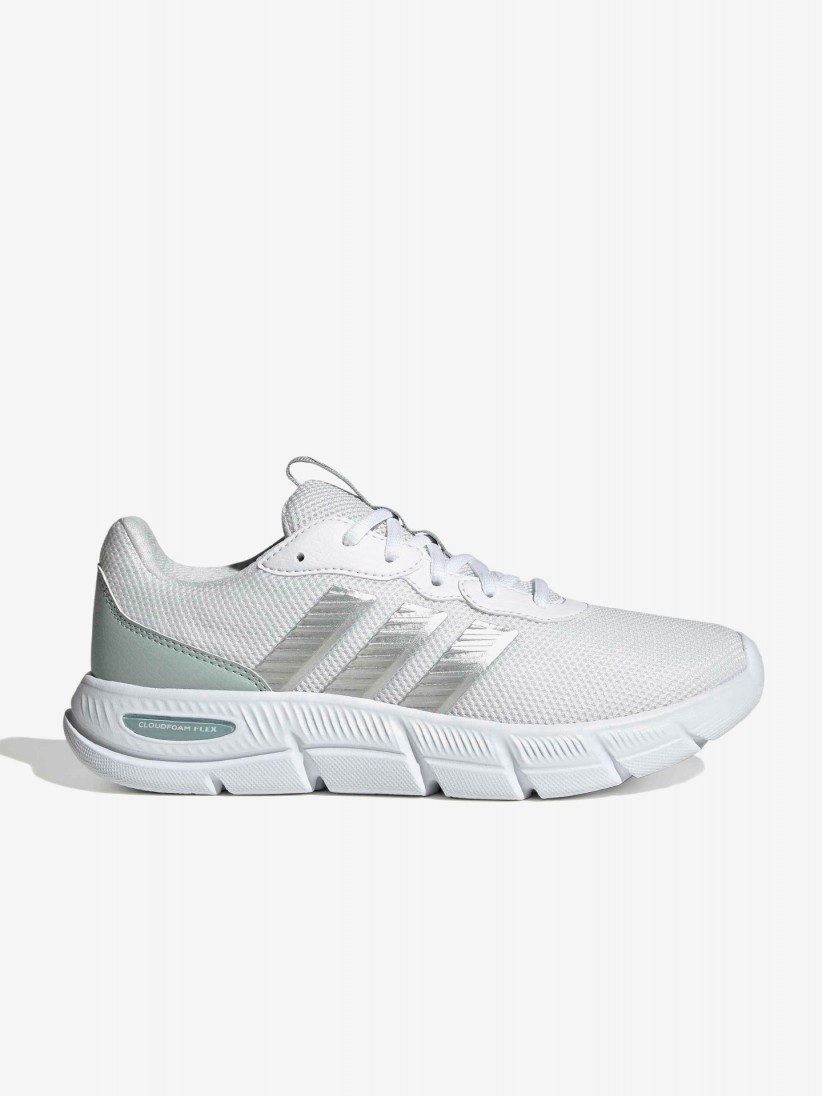 Adidas Cloudfoam Flex Laces W White and Green Walking Trainers