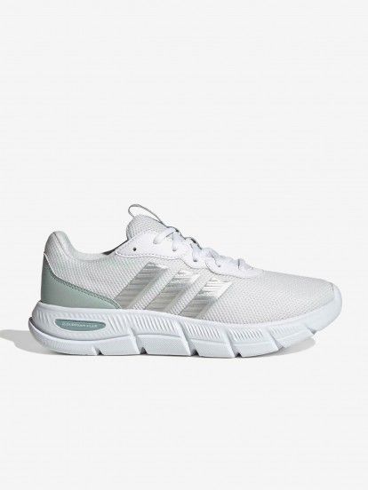 Zapatillas Para Caminar Adidas Cloudfoam Flex Cordones W Blancas y Verdes