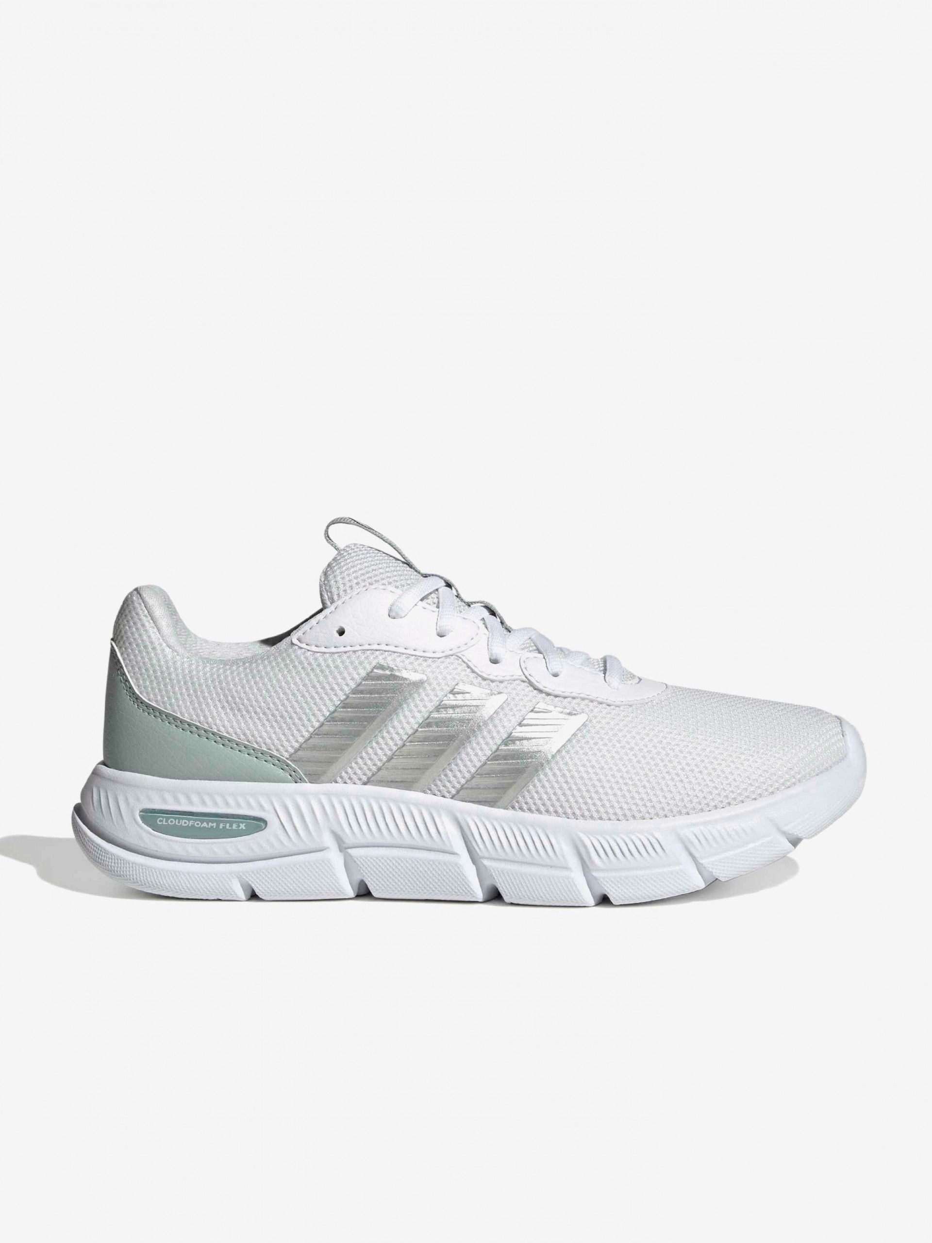 Adidas Cloudfoam Flex Laces W White and Green Walking Trainers