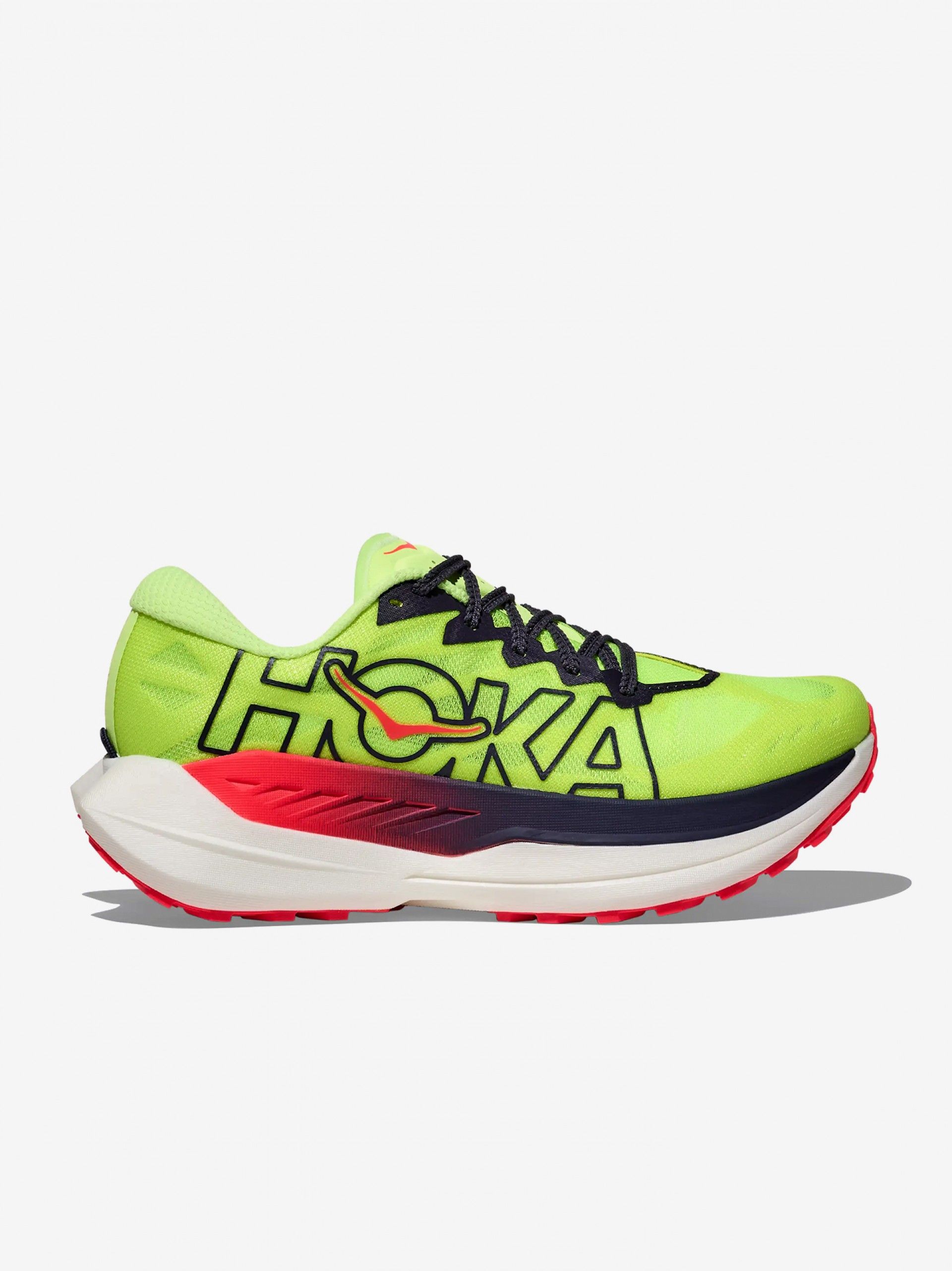 Hoka Rocket X M Green and Grey Trail Trainers