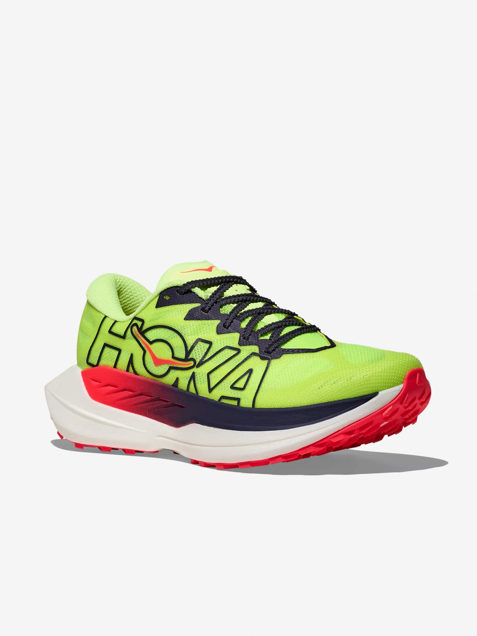Hoka Rocket X M Green and Grey Trail Trainers