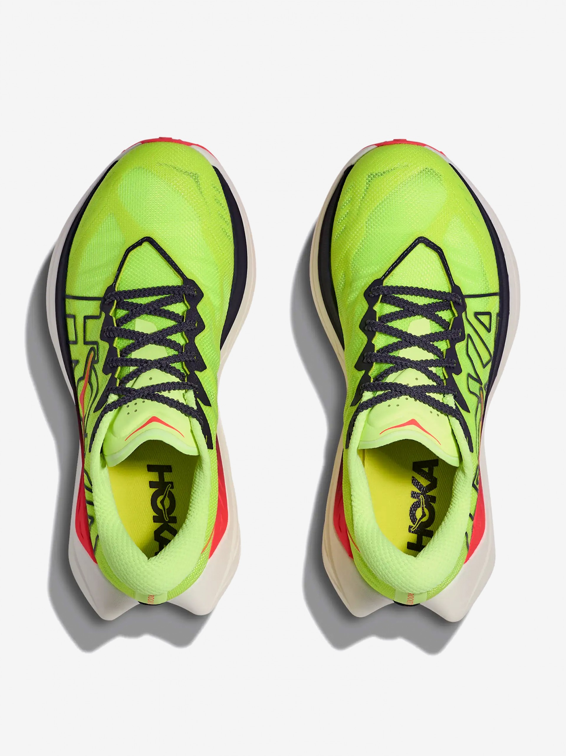 Hoka Rocket X M Green and Grey Trail Trainers