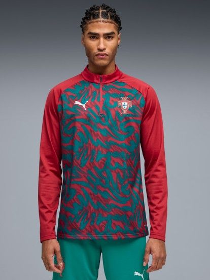 Puma Portugal 2026 Red and Green Warm Up Zip Jersey