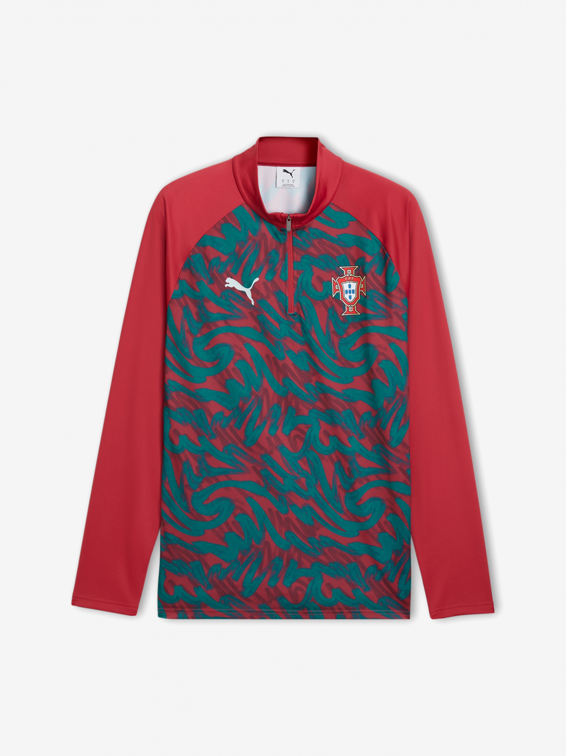 Camisola com Fecho de Aquecimento Puma Portugal 2026 Vermelha e Verde