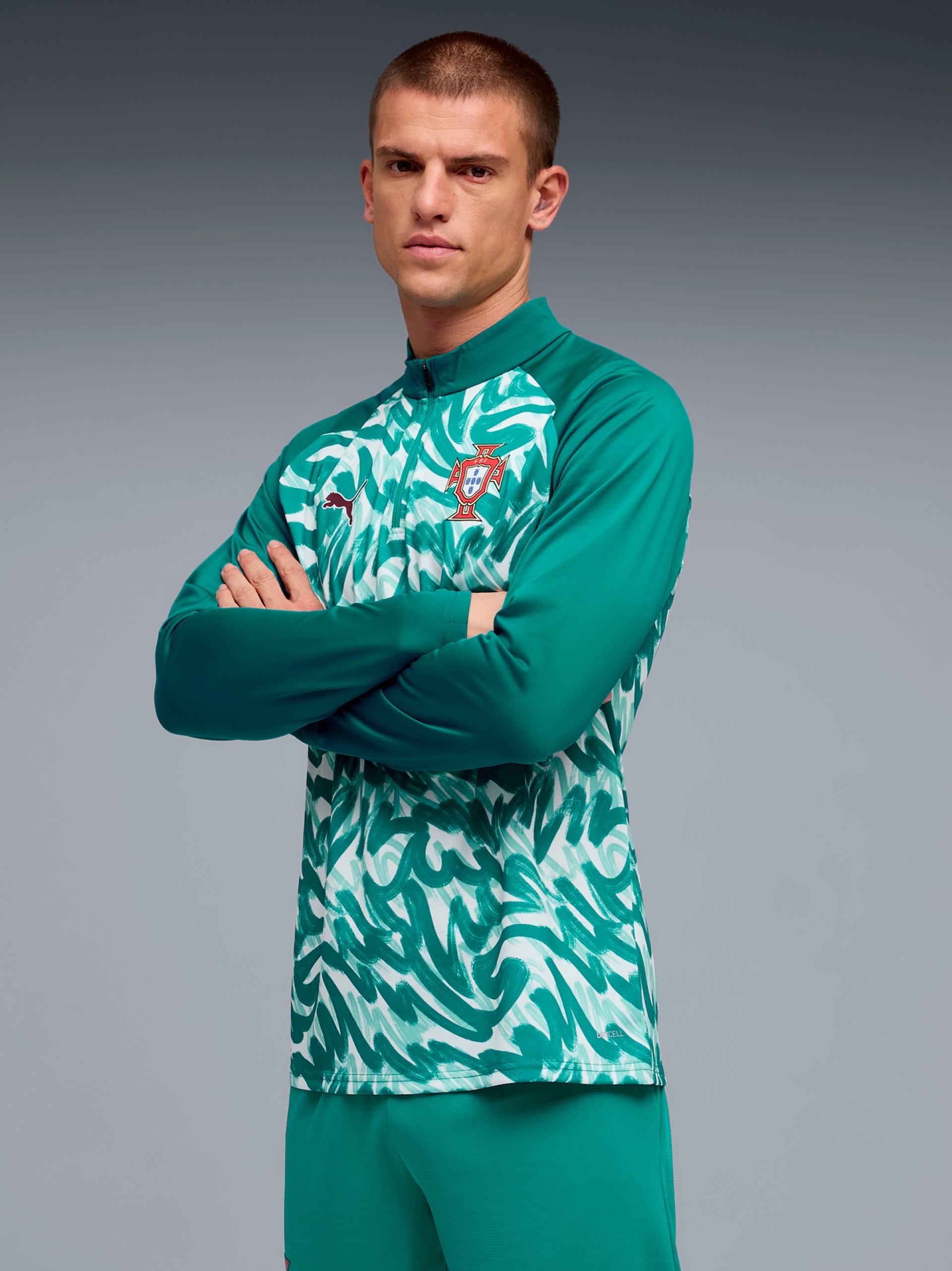 Puma Portugal 2026 Green Warm Up Zip Jersey