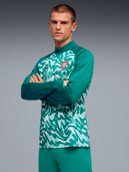 Sudadera con Cremallera de Calentamiento Puma Portugal 2026 Verde