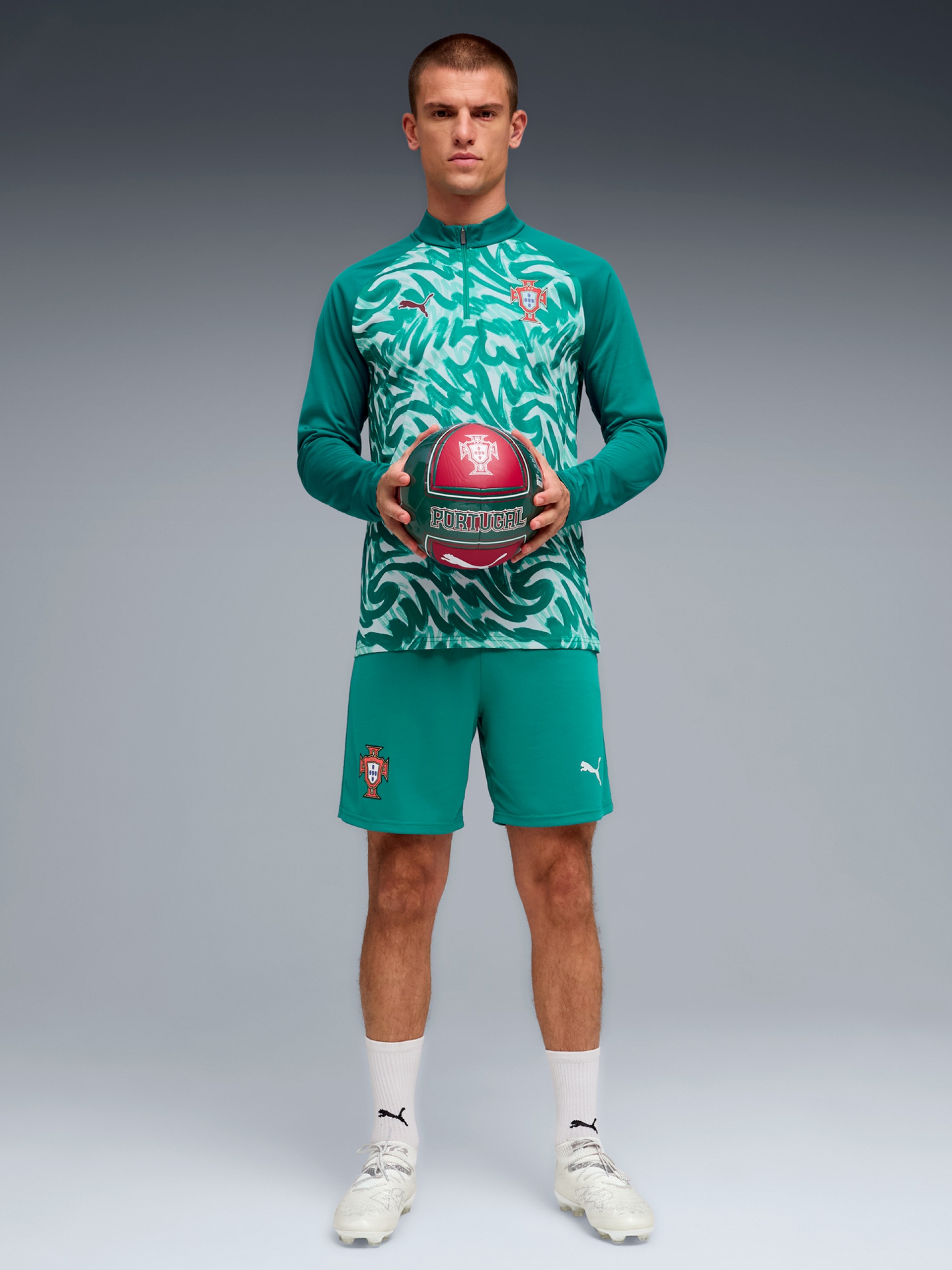 Sudadera con Cremallera de Calentamiento Puma Portugal 2026 Verde