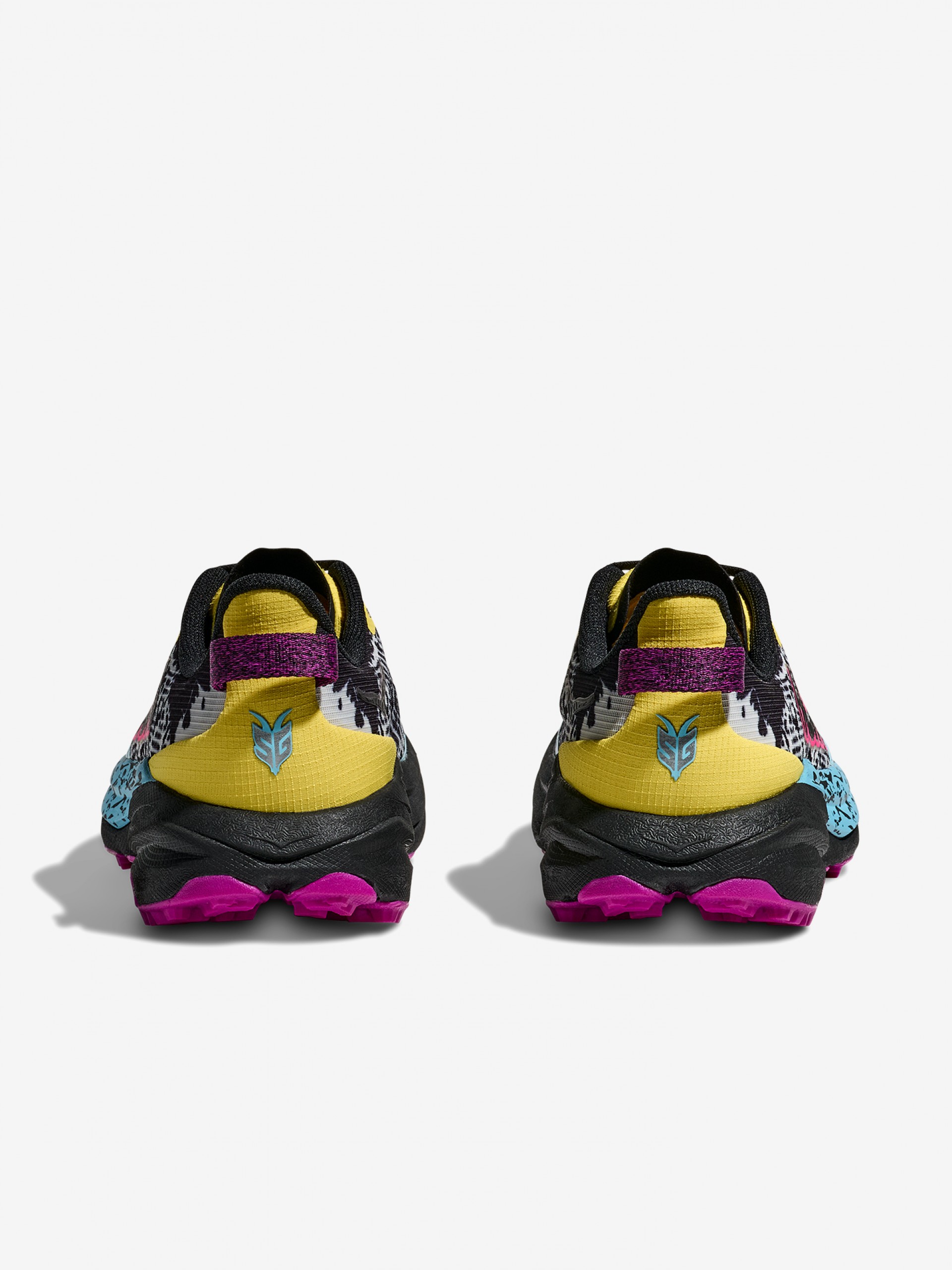 Hoka Speedgoat 6 Junior Yellow, Black and Blue Trail Trainers