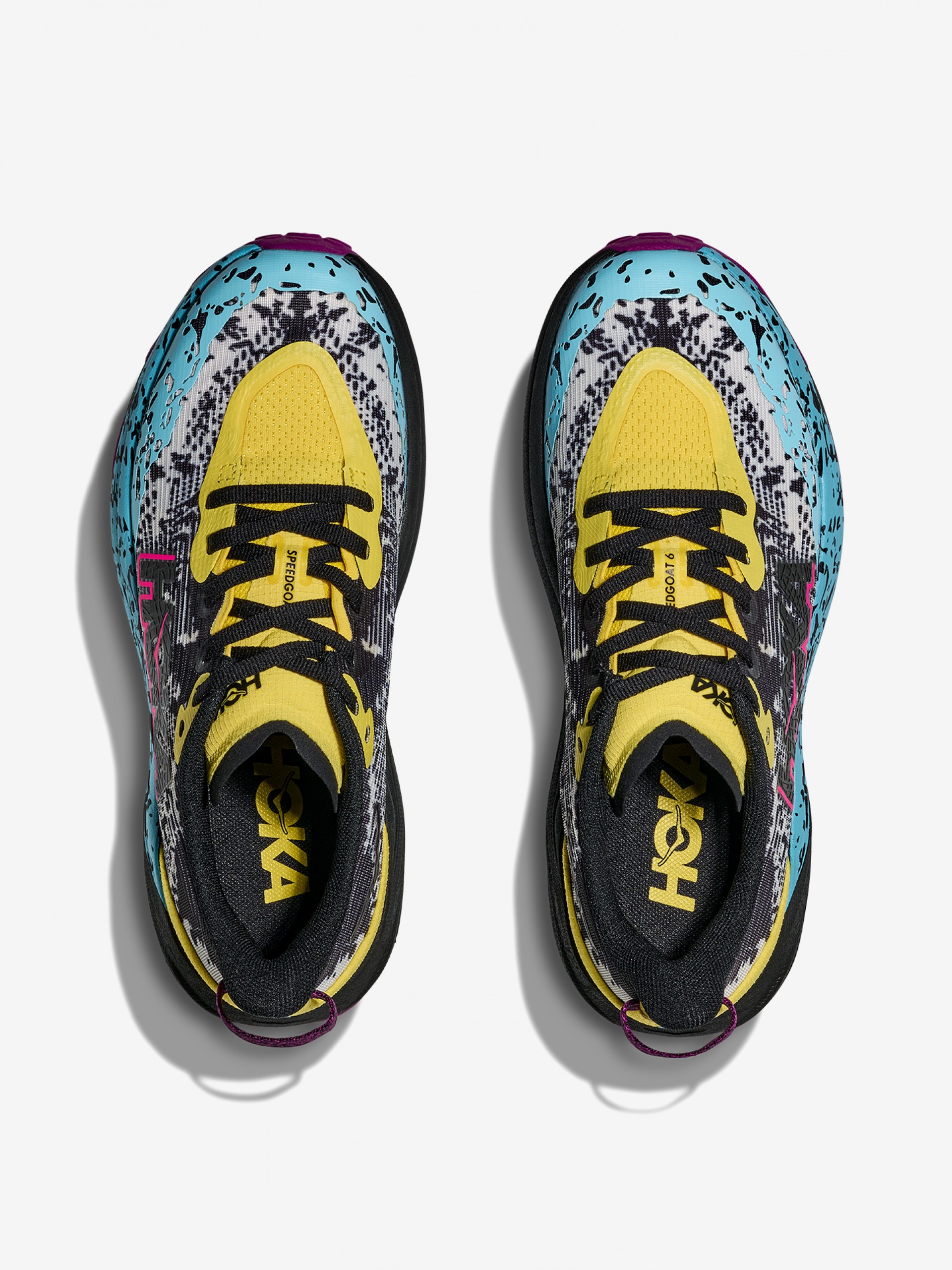 Hoka Speedgoat 6 Junior Yellow, Black and Blue Trail Trainers