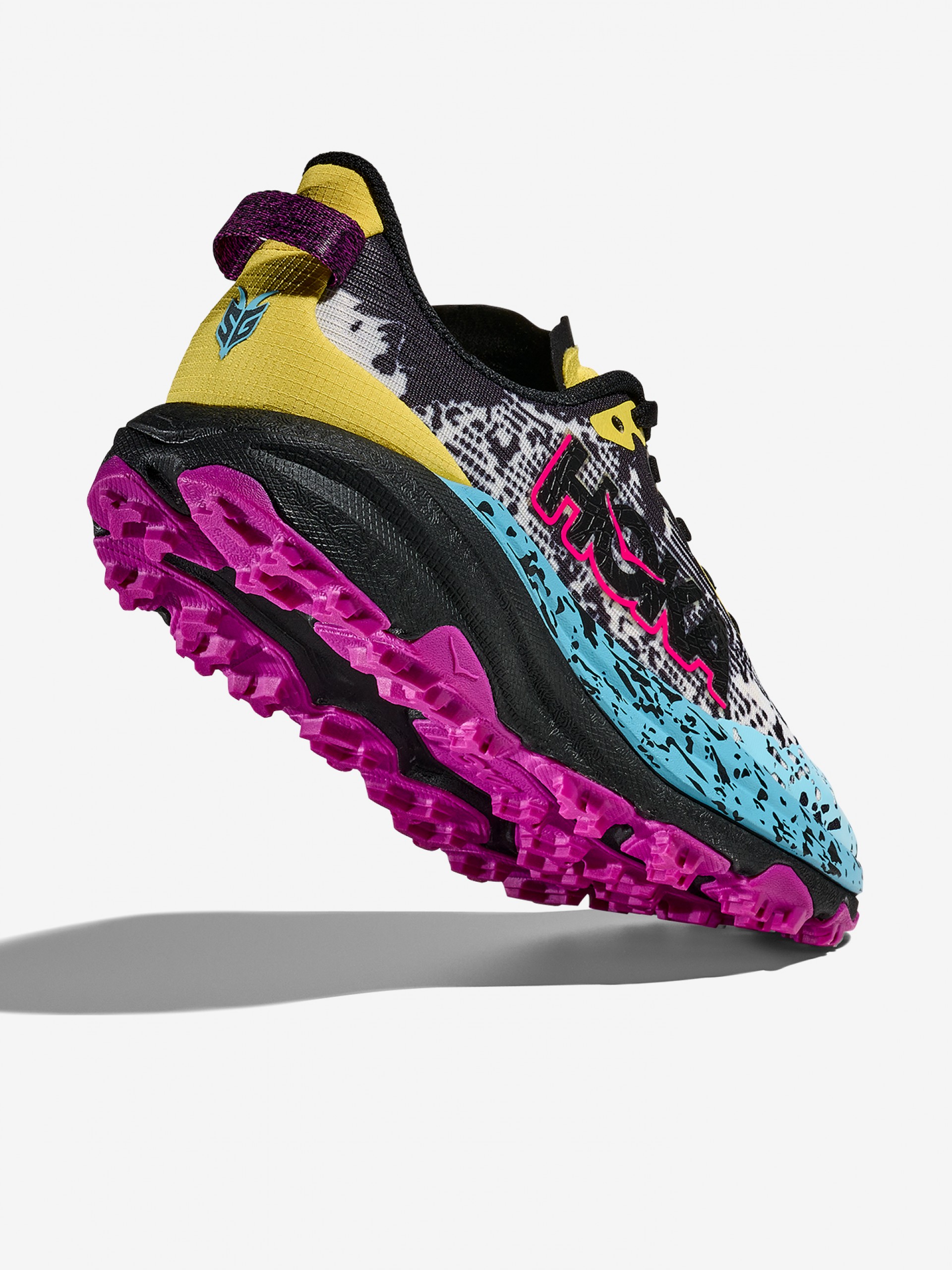 Hoka Speedgoat 6 Junior Yellow, Black and Blue Trail Trainers