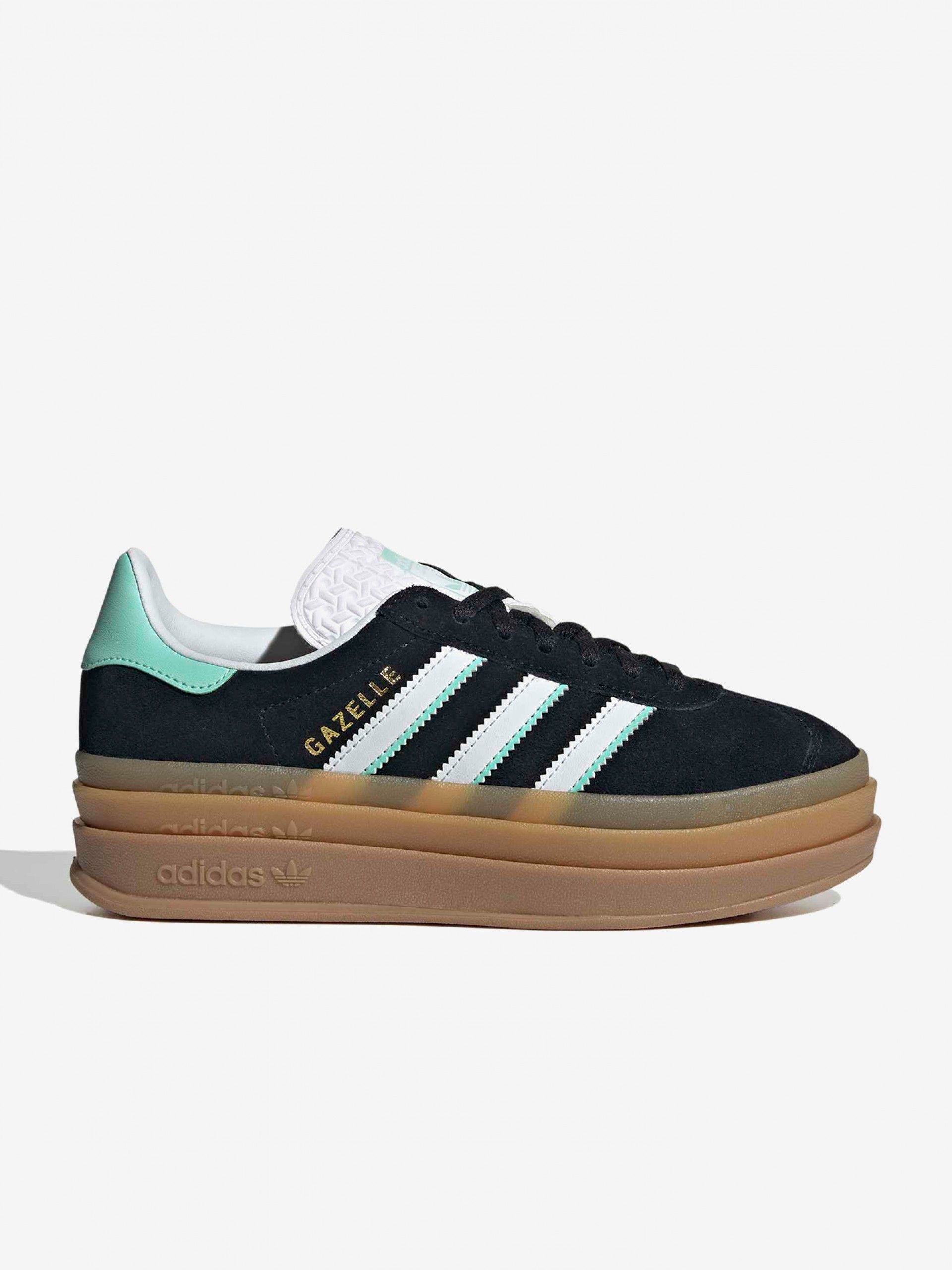 Zapatillas Adidas Gazelle Bold J Negras y Verdes De Gamuza