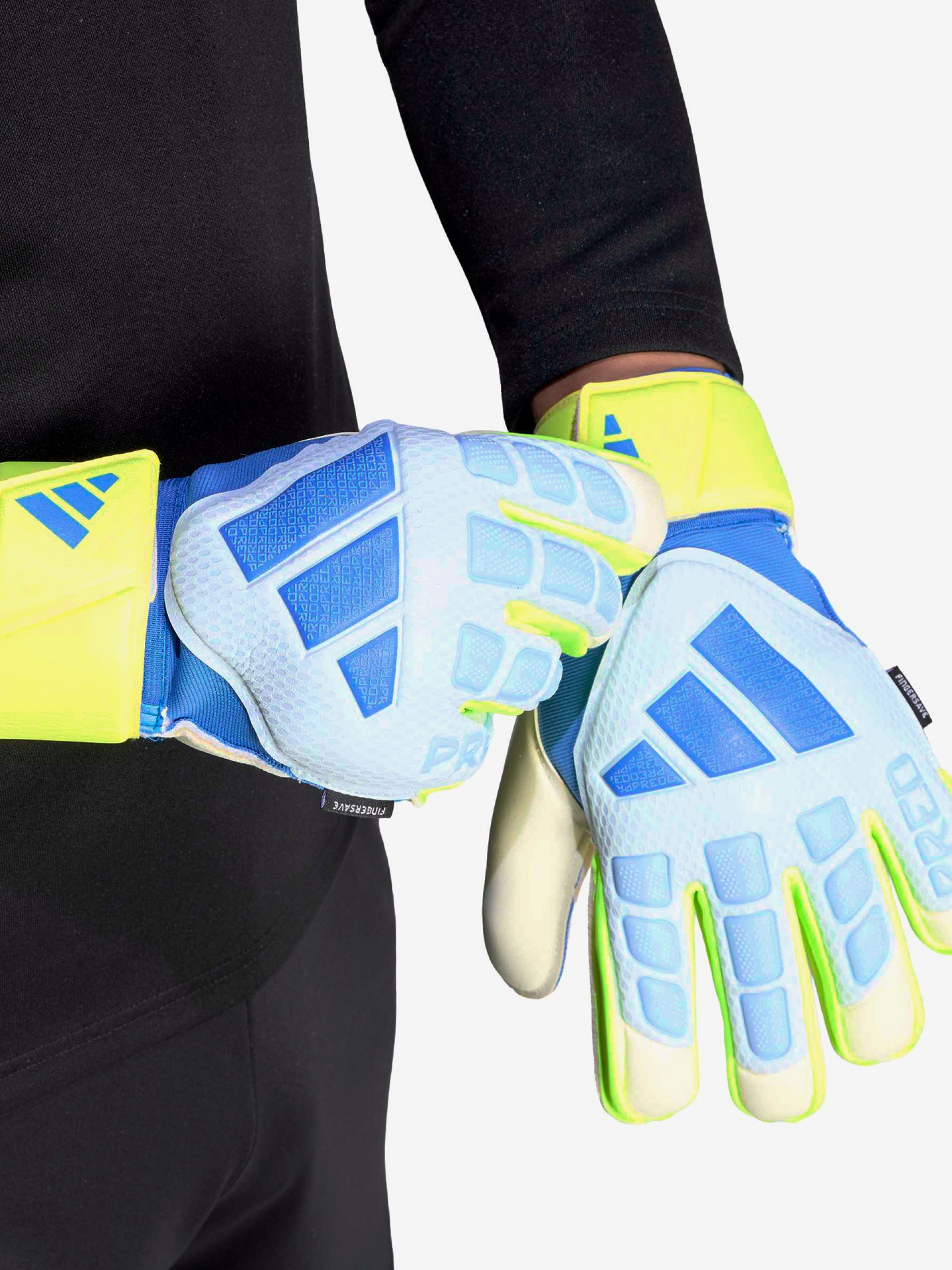 Adidas Predator Match Fingersave Blue and Green Goalkeeper Gloves