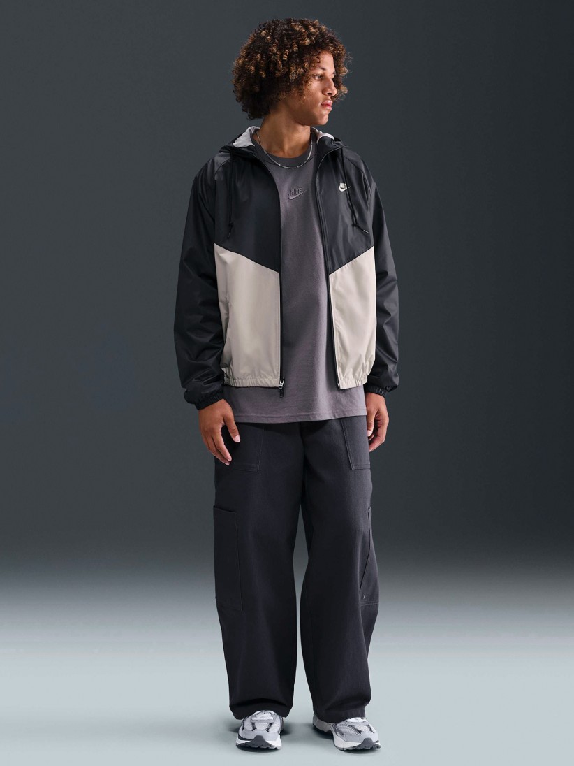 Casaco Corta-Vento com Capuz Nike Windrunner Preto e Bege Para Homem