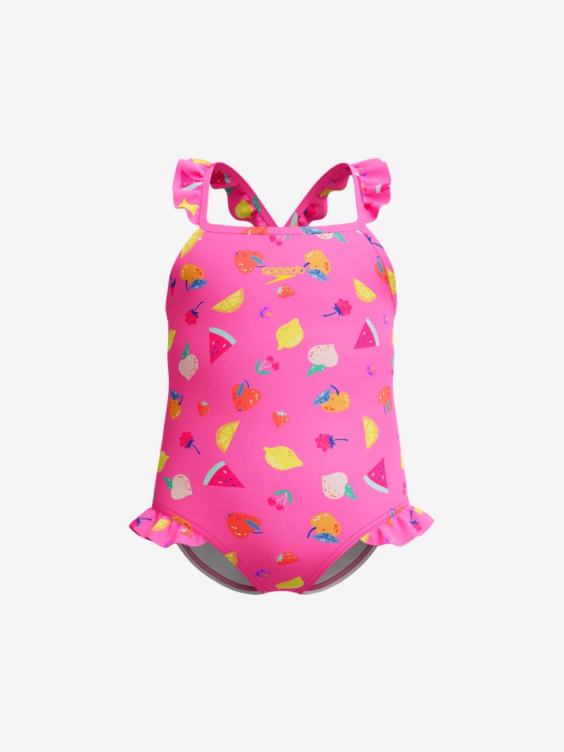 Ba�ador Speedo Printed Frill Thinstrap Kids Rosa
