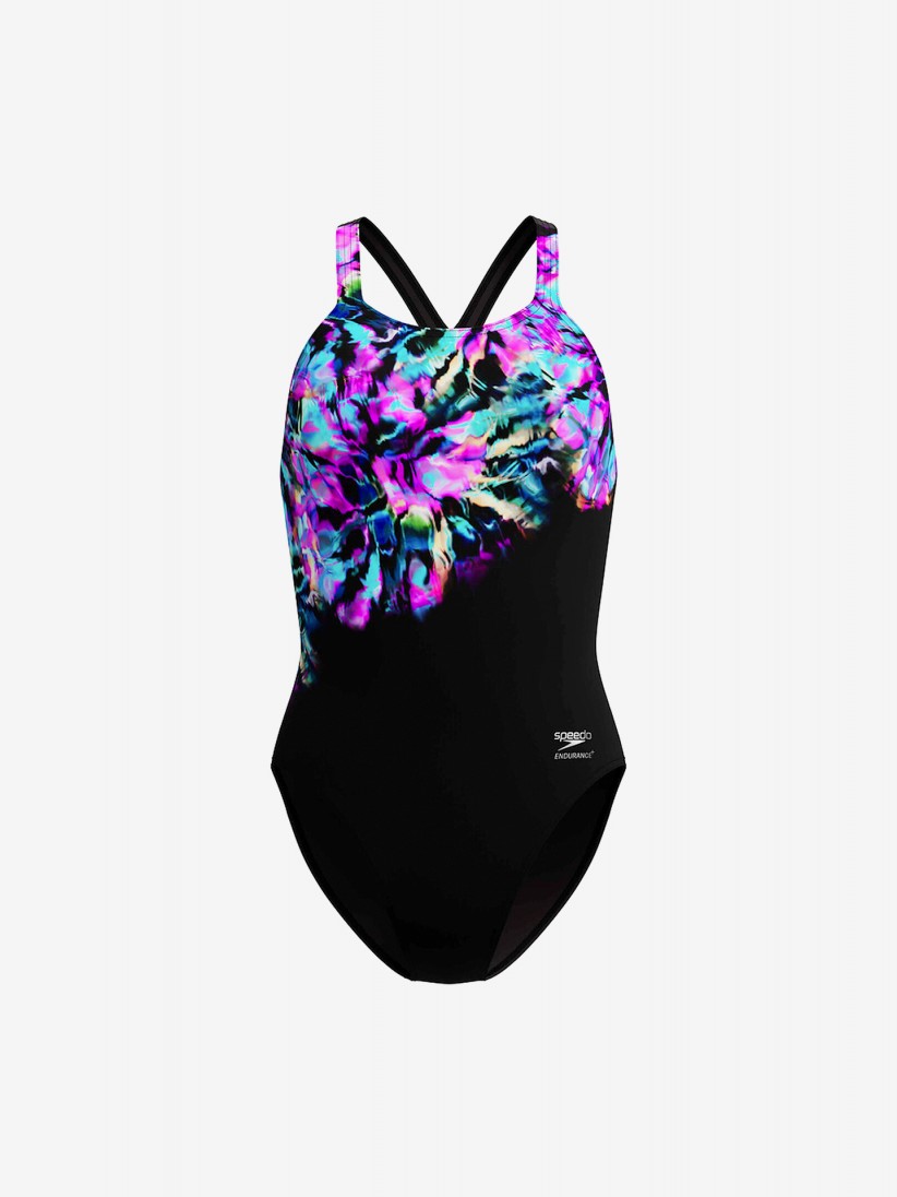 Ba�ador Speedo Placement Printed Powerback One Piece Negro