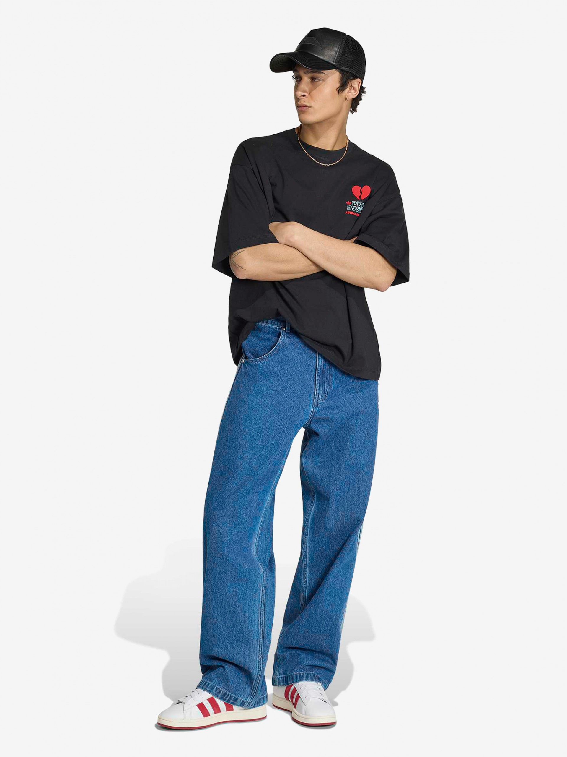 T-shirt Adidas V-Day Heart Broken Cat Graphic Preta