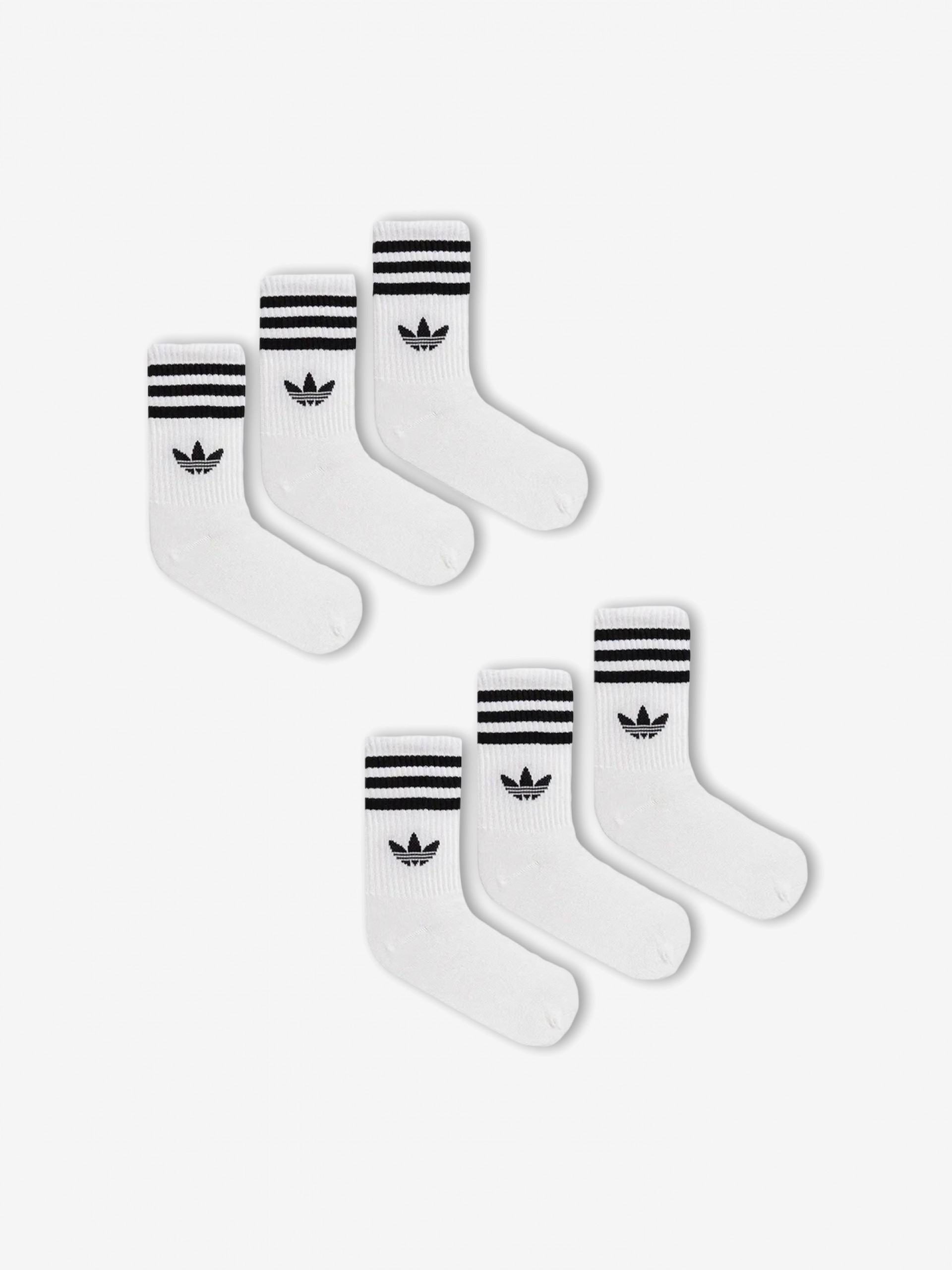 Adidas 3-Stripes White Crew Socks (6 Pairs)