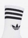 Meias de Cano M�dio Adidas 3-Stripes Brancas (6 Pares)